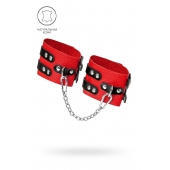 Красно-черные мягкие оковы с двумя ремешками с люверсами - Pecado - купить с доставкой в Рязани
