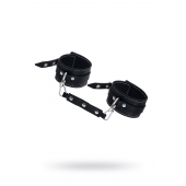 Черные двухслойные кожаные оковы с белой строчкой - Pecado - купить с доставкой в Рязани