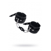 Черные двухслойные наручники с белой строчкой - Pecado - купить с доставкой в Рязани