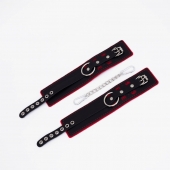 Черно-красные оковы с красной строчкой Sex - Crazy Handmade - купить с доставкой в Рязани