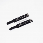 Черные кожаные наручники с регулируемыми ремешками - Crazy Handmade - купить с доставкой в Рязани