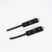 Черные кожаные оковы с хромированной фурнитурой - Crazy Handmade - купить с доставкой в Рязани