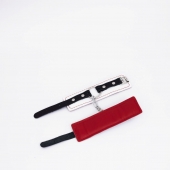 Бело-красные кожаные наручники - Crazy Handmade - купить с доставкой в Рязани