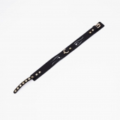 Черный кожаный ошейник с золотистой фурнитурой - Crazy Handmade - купить с доставкой в Рязани