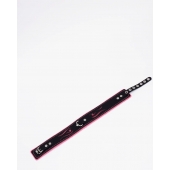 Черно-розовый кожаный ошейник с розовой строчкой - Crazy Handmade - купить с доставкой в Рязани