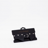 Черный однослойный кожаный ошейник с имитацией воротничка - Crazy Handmade - купить с доставкой в Рязани