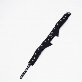 Черный однослойный кожаный ошейник с имитацией воротничка - Crazy Handmade - купить с доставкой в Рязани