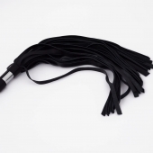 Черный кожаный флоггер со стальной ручкой - 45 см. - Crazy Handmade - купить с доставкой в Рязани