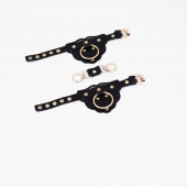 Черные наручники с золотистой фурнитурой - Crazy Handmade - купить с доставкой в Рязани