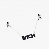 Зажимы на соски с кожаной подвеской Bitch - Crazy Handmade - купить с доставкой в Рязани