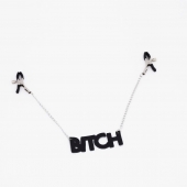 Зажимы на соски с кожаной подвеской Bitch - Crazy Handmade - купить с доставкой в Рязани