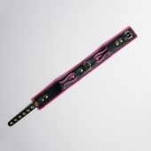 Черно-розовый ошейник с золотистой фурнитурой - Crazy Handmade - купить с доставкой в Рязани