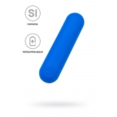 Синяя силиконовая перезаряжаемая вибропуля Nep - 8 см. - A-toys