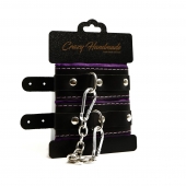 Черно-фиолетовые скругленные наручники с мягкой подкладкой - Crazy Handmade - купить с доставкой в Рязани
