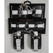 Набор фиксаторов из черной и белой натуральной кожи - Crazy Handmade - купить с доставкой в Рязани