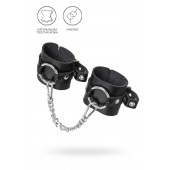 Черные наручники из толстой натуральной кожи с люверсами - Pecado - купить с доставкой в Рязани