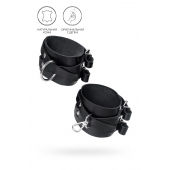 Черные кожаные оковы с двумя перекрёстными ремешками - Pecado - купить с доставкой в Рязани