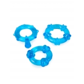 Набор из 3 синих эрекционных колец с различным рельефом - Erowoman-Eroman - в Рязани купить с доставкой