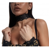 Черный ажурный чокер с золотистой фурнитурой - Crazy Handmade - купить с доставкой в Рязани