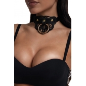 Черный чокер с клепками и золотистой фурнитурой - Crazy Handmade - купить с доставкой в Рязани