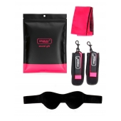 Черно-розовый эротический набор: маска, наручники и повязка - Erokay - купить с доставкой в Рязани