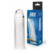 Прозрачная закрытая насадка на пенис с ребрышками - 16 см. - Sex Expert - в Рязани купить с доставкой