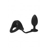 Черное эрекционное кольцо с анальной пробкой Cockstrap With Anal Plug - Dream Toys - в Рязани купить с доставкой