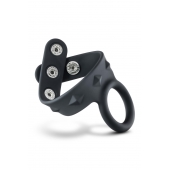Черное эрекционное кольцо с подхватом мошонки на кнопках VS6 - Blush Novelties - в Рязани купить с доставкой