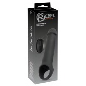 Черная вибронасадка для пениса с хомутом для мошонки и пультом ДУ Remote Controlled Penis Extension - Orion - в Рязани купить с доставкой