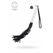 Плеть с белой рукоятью и чёрными хлыстами - 50 см. - Pecado - купить с доставкой в Рязани