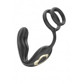 Черная анальная пробка с вращением и эрекционными кольцами - Ibiza - в Рязани купить с доставкой