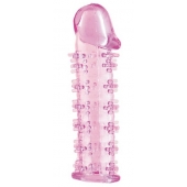 Гелевая розовая насадка на фаллос с шипами - 12 см. - Toyfa Basic - в Рязани купить с доставкой