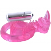Розовая вибронасадка со стимулятор клитора   Язычок - Toyfa Basic - в Рязани купить с доставкой