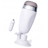 Мастурбатор-вагина в белой колбе с присоской и встраиваемой вибропулей - A-toys - в Рязани купить с доставкой