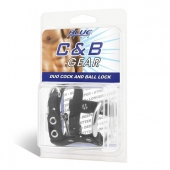 Утяжка на пенис на замочке Duo Cock And Ball Lock - BlueLine - купить с доставкой в Рязани