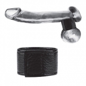Чёрная утяжка на мошонку 1  Velcro Ball Stretcher - BlueLine - купить с доставкой в Рязани