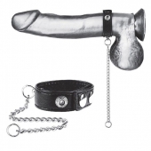 Утяжка на пенис с поводком Snap Cock Ring With 12  Leash - BlueLine - купить с доставкой в Рязани