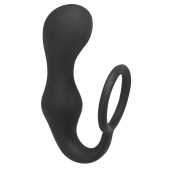 Чёрное эрекционное кольцо с анальной пробкой Double Pleasure Anal Plug - Lola Games - в Рязани купить с доставкой