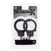 Чёрные наручники из листового металла в комплекте с веревкой BONDX METAL CUFFS LOVE ROPE SET - Dream Toys - купить с доставкой в Рязани