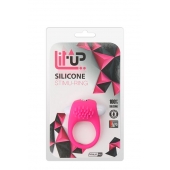 Розовое эрекционное кольцо с щеточкой LIT-UP SILICONE STIMU RING 5 - Dream Toys - в Рязани купить с доставкой