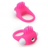 Розовое эрекционное кольцо с щеточкой LIT-UP SILICONE STIMU RING 5 - Dream Toys - в Рязани купить с доставкой