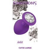 Большая фиолетовая анальная пробка Emotions Cutie Large с прозрачным кристаллом - 10 см. - Lola Games - купить с доставкой в Рязани