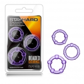 Набор из 3 фиолетовых эрекционных колец Stay Hard Beaded Cockrings - Blush Novelties - в Рязани купить с доставкой