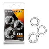 Набор из 3 прозрачных эрекционных колец Stay Hard Beaded Cockrings - Blush Novelties - в Рязани купить с доставкой