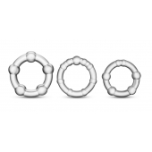 Набор из 3 прозрачных эрекционных колец Stay Hard Beaded Cockrings - Blush Novelties - в Рязани купить с доставкой