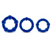 Набор из 3 синих эрекционных колец Stay Hard Beaded Cockrings - Blush Novelties - в Рязани купить с доставкой