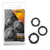 Набор из 3 чёрных эрекционных колец Stay Hard Beaded Cockrings - Blush Novelties - в Рязани купить с доставкой