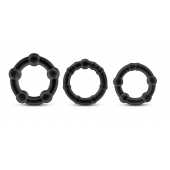 Набор из 3 чёрных эрекционных колец Stay Hard Beaded Cockrings - Blush Novelties - в Рязани купить с доставкой