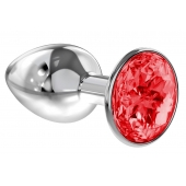 Малая серебристая анальная пробка Diamond Red Sparkle Small с красным кристаллом - 7 см. - Lola Games - купить с доставкой в Рязани