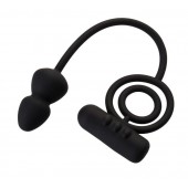 Чёрное эрекционное кольцо с вибропулькой и анальным хвостом - Erotist Adult Toys - в Рязани купить с доставкой